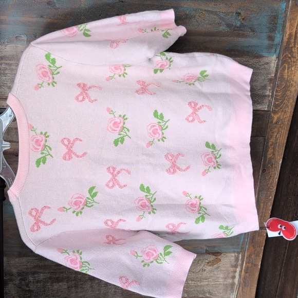 NWT Cider Pink Floral Bow Knit Top - Picture 5 of 5